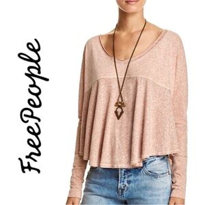 NWT Free People Blush/Tan Cloud 9 Long Sleeve Tee
